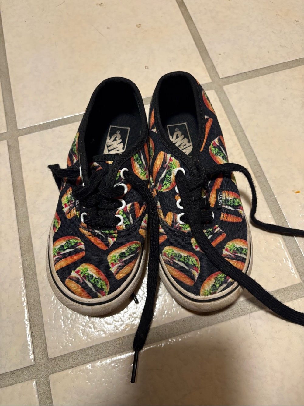 Vans Kids Black Burger Print Low-Top Sneakers